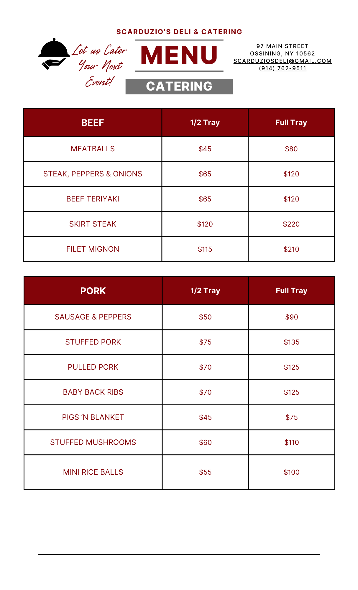 Scarduzio Catering Beef Pork Dishes