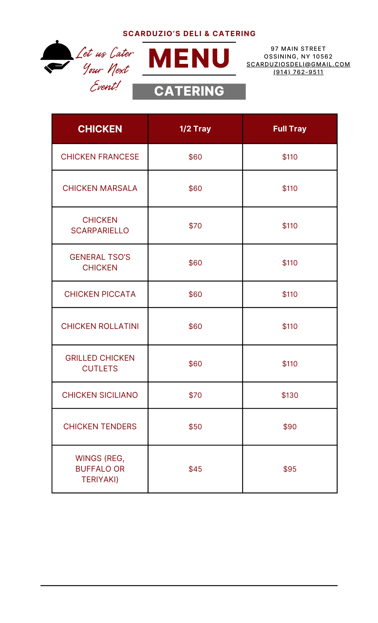 Scarduzio Catering Chicken Dishes